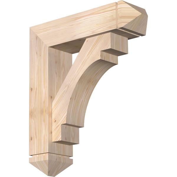 Ekena Millwork Merced Arts and Crafts Smooth Bracket w/ Offset Brace, Douglas Fir, 7 1/2"W x 28"D x 32"H BKT0806X28X32MRC03SDF - main